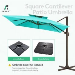 SunShade Deluxe 11 Ft. Square Cantilever Umbrella Heavy-Duty 360° Rotation Patio Umbrella In Peacock Blue 15 SunShade Deluxe 11 Ft. Square Cantilever Umbrella Heavy-Duty 360° Rotation Patio Umbrella In Peacock Blue -Jearey cantilever umbrellas djfx11 pb 44 1000