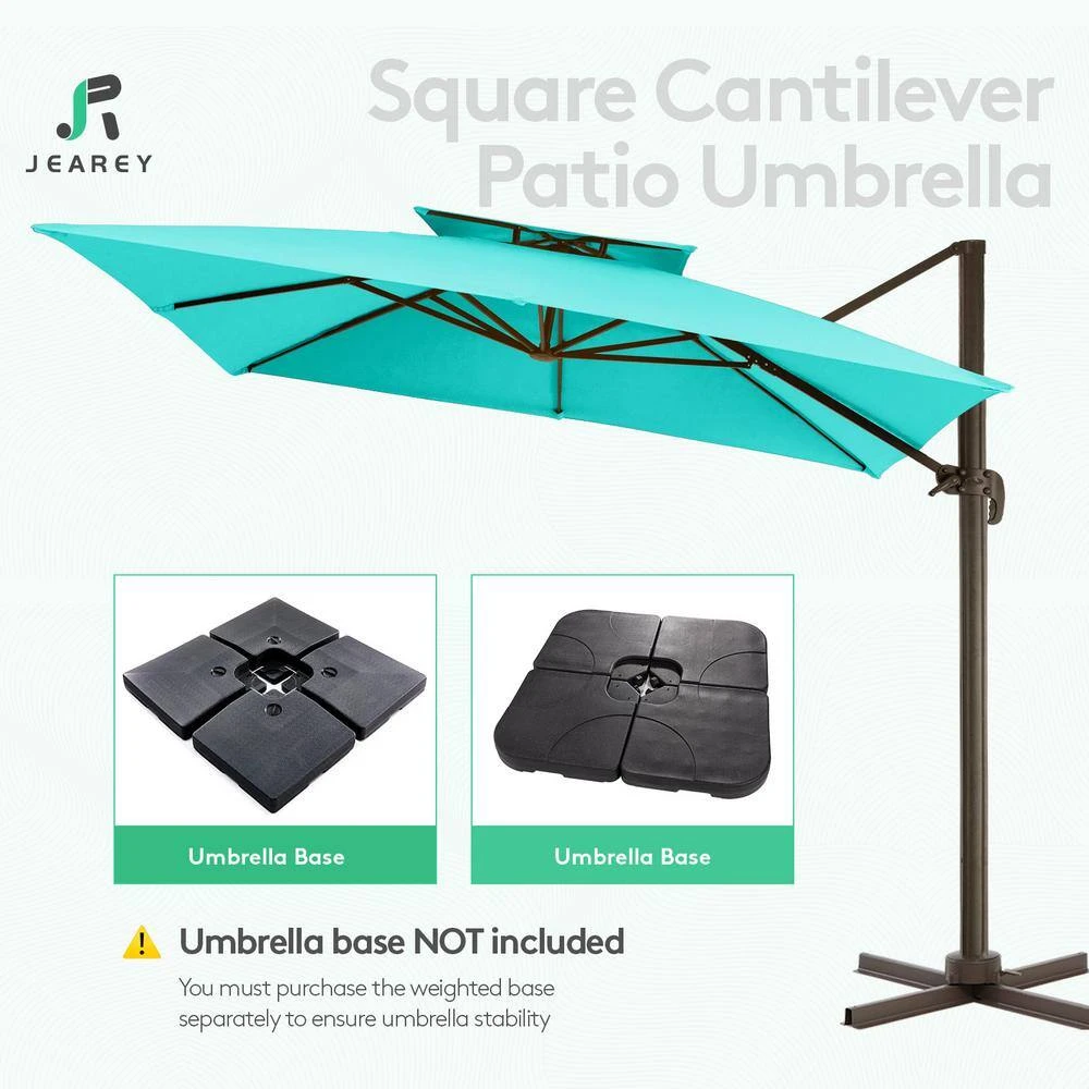 SunShade Deluxe 11 Ft. Square Cantilever Umbrella Heavy-Duty 360° Rotation Patio Umbrella In Peacock Blue 7 SunShade Deluxe 11 Ft. Square Cantilever Umbrella Heavy-Duty 360° Rotation Patio Umbrella In Peacock Blue - Image 7