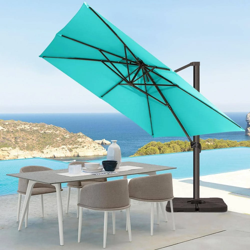 SunShade Deluxe 11 Ft. Square Cantilever Umbrella Heavy-Duty 360° Rotation Patio Umbrella In Peacock Blue 1 SunShade Deluxe 11 Ft. Square Cantilever Umbrella Heavy-Duty 360° Rotation Patio Umbrella In Peacock Blue
