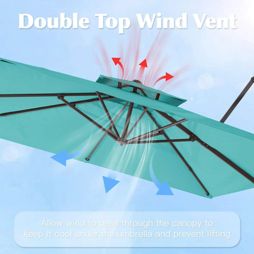 SunShade Deluxe 11 Ft. Square Cantilever Umbrella Heavy-Duty 360° Rotation Patio Umbrella In Peacock Blue 2 SunShade Deluxe 11 Ft. Square Cantilever Umbrella Heavy-Duty 360° Rotation Patio Umbrella In Peacock Blue - Image 2