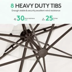 SunShade Deluxe 11 Ft. Square Cantilever Umbrella Heavy-Duty 360° Rotation Patio Umbrella In Off-White -Jearey cantilever umbrellas djfx11 wt 4f 1000