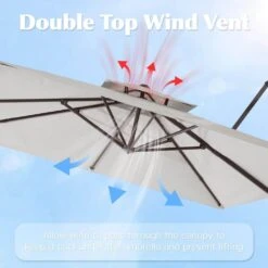SunShade Deluxe 11 Ft. Square Cantilever Umbrella Heavy-Duty 360° Rotation Patio Umbrella In Off-White -Jearey cantilever umbrellas djfx11 wt e1 1000