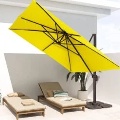 SunShade Deluxe 11 Ft. Square Cantilever Umbrella With Cover Heavy-Duty 360° Rotation Patio Umbrella In Yellow 17 SunShade Deluxe 11 Ft. Square Cantilever Umbrella With Cover Heavy-Duty 360° Rotation Patio Umbrella In Yellow -Jearey cantilever umbrellas djfx11 ye 31 1000