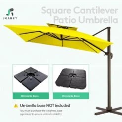SunShade Deluxe 11 Ft. Square Cantilever Umbrella With Cover Heavy-Duty 360° Rotation Patio Umbrella In Yellow 15 SunShade Deluxe 11 Ft. Square Cantilever Umbrella With Cover Heavy-Duty 360° Rotation Patio Umbrella In Yellow -Jearey cantilever umbrellas djfx11 ye 44 1000