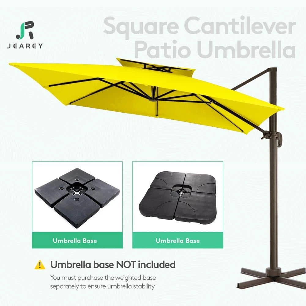 SunShade Deluxe 11 Ft. Square Cantilever Umbrella With Cover Heavy-Duty 360° Rotation Patio Umbrella In Yellow 7 SunShade Deluxe 11 Ft. Square Cantilever Umbrella With Cover Heavy-Duty 360° Rotation Patio Umbrella In Yellow - Image 7
