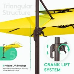 SunShade Deluxe 11 Ft. Square Cantilever Umbrella With Cover Heavy-Duty 360° Rotation Patio Umbrella In Yellow 12 SunShade Deluxe 11 Ft. Square Cantilever Umbrella With Cover Heavy-Duty 360° Rotation Patio Umbrella In Yellow -Jearey cantilever umbrellas djfx11 ye c3 1000