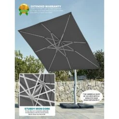 Deluxe Square Aluminum 10 Ft. X 10 Ft. Large Curvy Cantilever Outdoor Patio Umbrella With Cover In Gray -Jearey cantilever umbrellas fgwt10 gray 77 1000