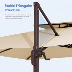 11 Ft. Square Cantilever Umbrella Patio Rotation Outdoor Umbrella With Cover In Beige -Jearey cantilever umbrellas fxlms11 bg 44 1000