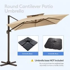 11 Ft. Square Cantilever Umbrella Patio Rotation Outdoor Umbrella With Cover In Beige -Jearey cantilever umbrellas fxlms11 bg 77 1000