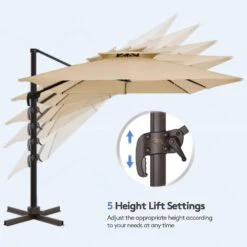 11 Ft. Square Cantilever Umbrella Patio Rotation Outdoor Umbrella With Cover In Beige -Jearey cantilever umbrellas fxlms11 bg c3 1000