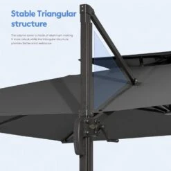 11 Ft. Square Cantilever Umbrella Patio Rotation Outdoor Umbrella With Cover In Gray -Jearey cantilever umbrellas fxlms11 gy 44 1000