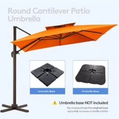 11 Ft. Square Cantilever Umbrella Patio Rotation Outdoor Umbrella With Cover In Orange -Jearey cantilever umbrellas fxlms11 og c3 1000