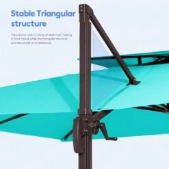 11 Ft. Square Cantilever Umbrella Patio Rotation Outdoor Umbrella With Cover In Peacock Blue -Jearey cantilever umbrellas fxlms11 pb 44 1000