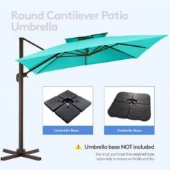 11 Ft. Square Cantilever Umbrella Patio Rotation Outdoor Umbrella With Cover In Peacock Blue -Jearey cantilever umbrellas fxlms11 pb c3 1000