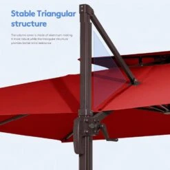 11 Ft. Square Cantilever Umbrella Patio Rotation Outdoor Umbrella With Cover In Red -Jearey cantilever umbrellas fxlms11 rd 44 1000