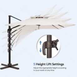 11 Ft. Square Cantilever Umbrella Patio Rotation Outdoor Umbrella With Cover In Off-White 10 11 Ft. Square Cantilever Umbrella Patio Rotation Outdoor Umbrella With Cover In Off-White -Jearey cantilever umbrellas fxlms11 wt 4f 1000