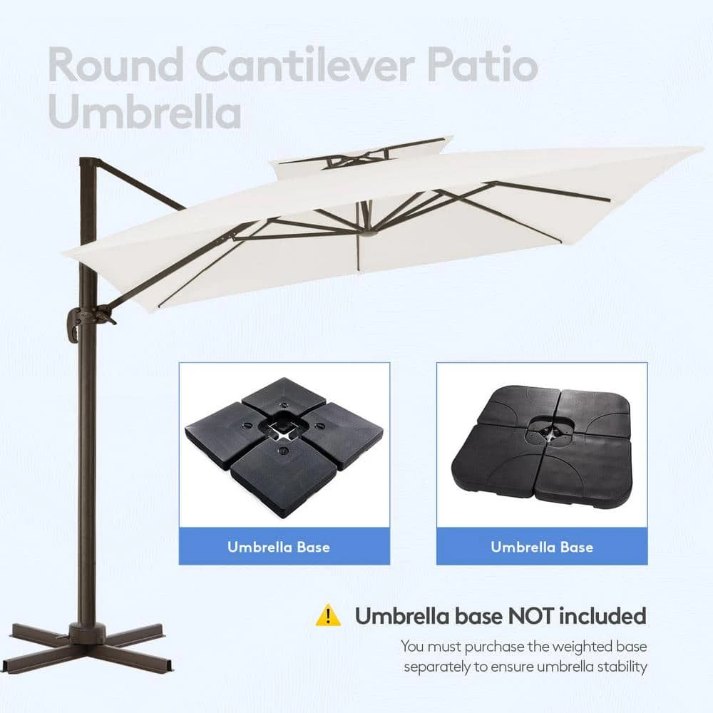 11 Ft. Square Cantilever Umbrella Patio Rotation Outdoor Umbrella With Cover In Off-White 3 11 Ft. Square Cantilever Umbrella Patio Rotation Outdoor Umbrella With Cover In Off-White - Image 3