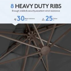 12 Ft. X 12 Ft. Square Outdoor Cantilever Umbrella Patio 2-Tier Top Rotation Umbrella With Cover In Gray -Jearey cantilever umbrellas lk12fx hd gray 44 1000