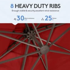 12 Ft. X 12 Ft. Square Outdoor Cantilever Umbrella Patio 2-Tier Top Rotation Umbrella With Cover In Red -Jearey cantilever umbrellas lk12fx hd red 44 1000