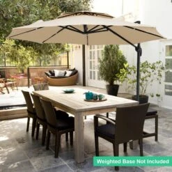10 Ft. 2-Tier Height Adjustable Patio Cantilever Umbrella With Cover In Beige -Jearey cantilever umbrellas lk9 beige 4f 1000