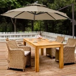 10 Ft. 2-Tier Height Adjustable Patio Cantilever Umbrella With Cover In Beige