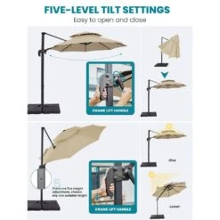 10 Ft. 2-Tier Height Adjustable Patio Cantilever Umbrella With Cover In Beige -Jearey cantilever umbrellas lk9 beige 77 1000