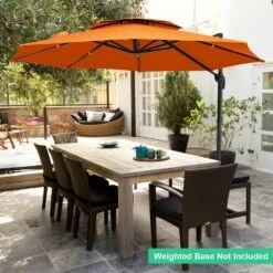 10 Ft. 2-Tier Height Adjustable Cantilever Patio Umbrella With Cover In Orange -Jearey cantilever umbrellas lk9 orange 4f 1000