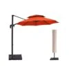 10 Ft. 2-Tier Height Adjustable Cantilever Patio Umbrella With Cover In Orange