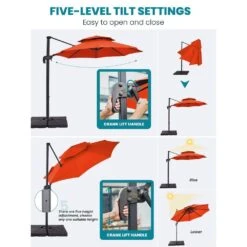 10 Ft. 2-Tier Height Adjustable Cantilever Patio Umbrella With Cover In Orange -Jearey cantilever umbrellas lk9 orange 77 1000
