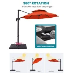 10 Ft. 2-Tier Height Adjustable Cantilever Patio Umbrella With Cover In Orange -Jearey cantilever umbrellas lk9 orange a0 1000