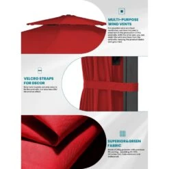 10 Ft. 2-Tier Height Adjustable Cantilever Patio Umbrella With Cover In Red -Jearey cantilever umbrellas lk9 red 66 1000