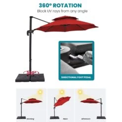 10 Ft. 2-Tier Height Adjustable Cantilever Patio Umbrella With Cover In Red -Jearey cantilever umbrellas lk9 red a0 1000