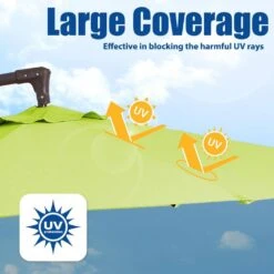 Curvy 10 Ft. Steel Large Cantilever Patio Umbrella With Cross Base In Apple Green -Jearey cantilever umbrellas s 10xjs agreen 1f 1000