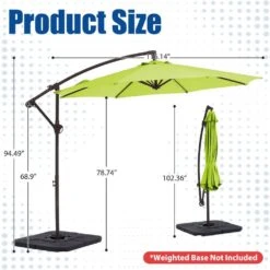 Curvy 10 Ft. Steel Large Cantilever Patio Umbrella With Cross Base In Apple Green -Jearey cantilever umbrellas s 10xjs agreen 44 1000