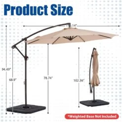 Curvy 10 Ft. Steel Large Cantilever Patio Umbrella With Cross Base In Beige -Jearey cantilever umbrellas s 10xjs beige 44 1000