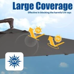 Curvy 10 Ft. Steel Large Cantilever Patio Umbrella With Cross Base In Gray -Jearey cantilever umbrellas s 10xjs gray 1f 1000