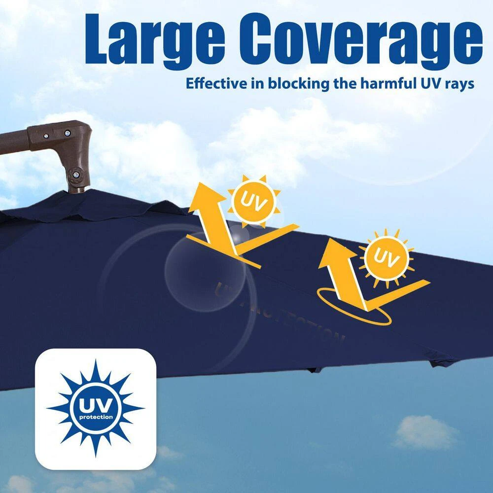 Curvy 10 Ft. Steel Large Cantilever Patio Umbrella With Cross Base In Navy 6 Curvy 10 Ft. Steel Large Cantilever Patio Umbrella With Cross Base In Navy - Image 6