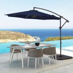 Curvy 10 Ft. Steel Large Cantilever Patio Umbrella With Cross Base In Navy 9 Curvy 10 Ft. Steel Large Cantilever Patio Umbrella With Cross Base In Navy -Jearey cantilever umbrellas s 10xjs navy 40 1000
