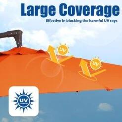 Curvy 10 Ft. Steel Large Cantilever Patio Umbrella With Cross Base In Orange -Jearey cantilever umbrellas s 10xjs orange 1f 1000