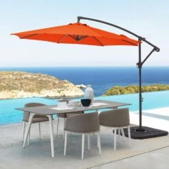 Curvy 10 Ft. Steel Large Cantilever Patio Umbrella With Cross Base In Orange -Jearey cantilever umbrellas s 10xjs orange 40 1000