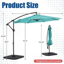 Curvy 10 Ft. Steel Large Cantilever Patio Umbrella With Cross Base In Peacock Blue -Jearey cantilever umbrellas s 10xjs pblue 44 1000