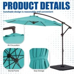 Curvy 10 Ft. Steel Large Cantilever Patio Umbrella With Cross Base In Peacock Blue -Jearey cantilever umbrellas s 10xjs pblue c3 1000