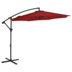 Curvy 10 Ft. Steel Large Cantilever Patio Umbrella With Cross Base In Red -Jearey cantilever umbrellas s 10xjs red 40 1000