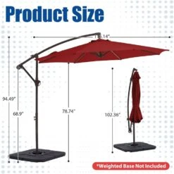 Curvy 10 Ft. Steel Large Cantilever Patio Umbrella With Cross Base In Red -Jearey cantilever umbrellas s 10xjs red 44 1000