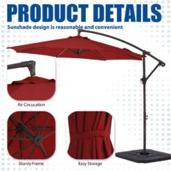 Curvy 10 Ft. Steel Large Cantilever Patio Umbrella With Cross Base In Red -Jearey cantilever umbrellas s 10xjs red c3 1000