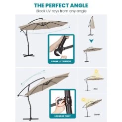 Curvy 11 Ft. Steel Large Cantilever Patio Umbrella With Sandbag And Cross Base In Beige -Jearey cantilever umbrellas s 11xjs beige 77 1000