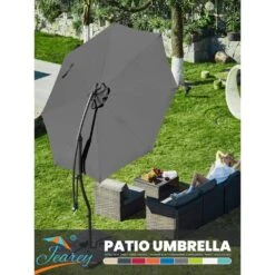 Curvy 11 Ft. Steel Large Cantilever Patio Umbrella With Sandbag And Cross Base In Gray -Jearey cantilever umbrellas s 11xjs gray 31 1000