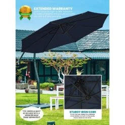 Curvy 11 Ft. Steel Large Cantilever Patio Umbrella With Sandbag And Cross Base In Navy 10 Curvy 11 Ft. Steel Large Cantilever Patio Umbrella With Sandbag And Cross Base In Navy -Jearey cantilever umbrellas s 11xjs navy 1d 1000