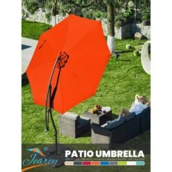 Curvy 11 Ft. Steel Large Cantilever Patio Umbrella With Sandbag And Cross Base In Orange -Jearey cantilever umbrellas s 11xjs orange 31 1000