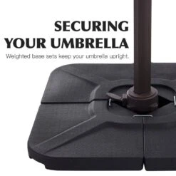 9 Ft. X 9 Ft. Aluminum Square Cantilever Patio Umbrella With Weighted Base In Beige -Jearey cantilever umbrellas s 9x9xjs be 1f 1000